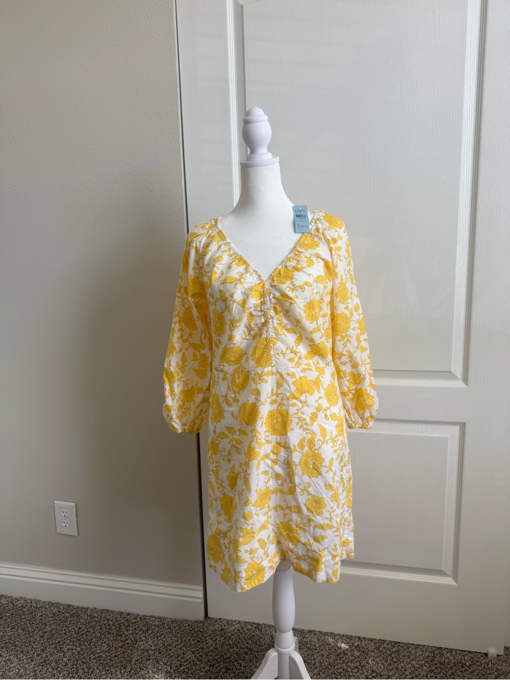NWT! Loft Petite Poplin Shirred Mini Dress 2 P